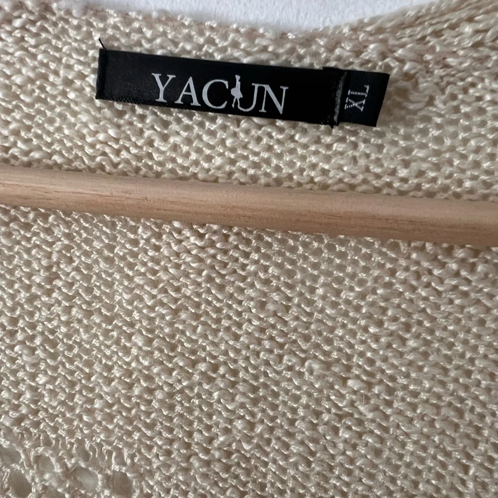 Cream Open-Knit Cardigan - Picture 6 of 9